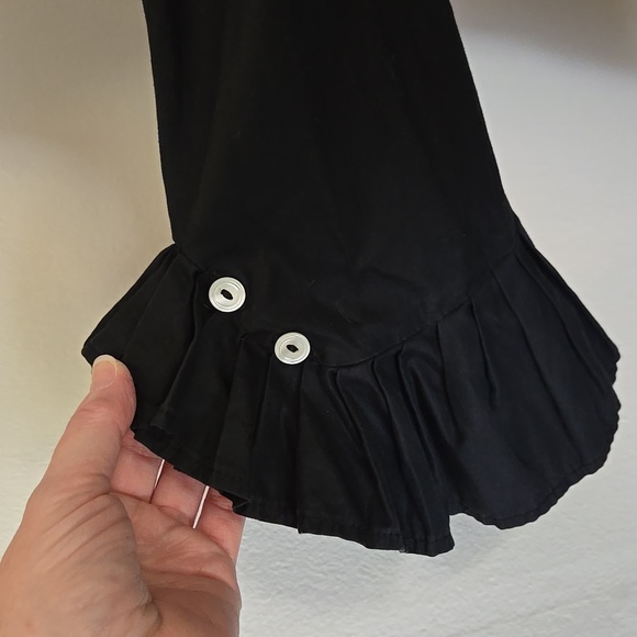 Black Button-Up Shirt with Ruffle Sleeves - Picture 3 of 8